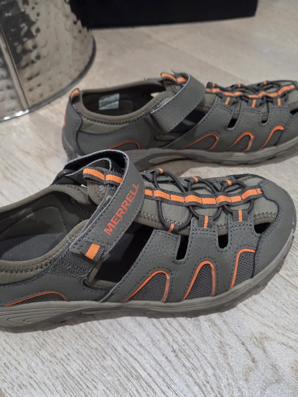 Merrell Kids' Grey and Orange Closed-Toe Sandals